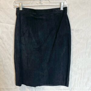 A.D.A. Vintage Black Genuine Suede Leather Pencil Skirt, Size 9